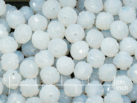 OUTLET 10 grams Cathedral Faceted Fire Polished Beads, 7 x 8 mm, Opal White (01000), Glass, Czech Republic