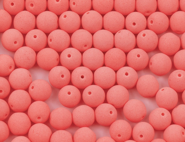 OUTLET 10 克圆形 Druck 珠子,6 x 6 毫米,粉彩珊瑚霓虹色 (92944),玻璃,捷克共和国
