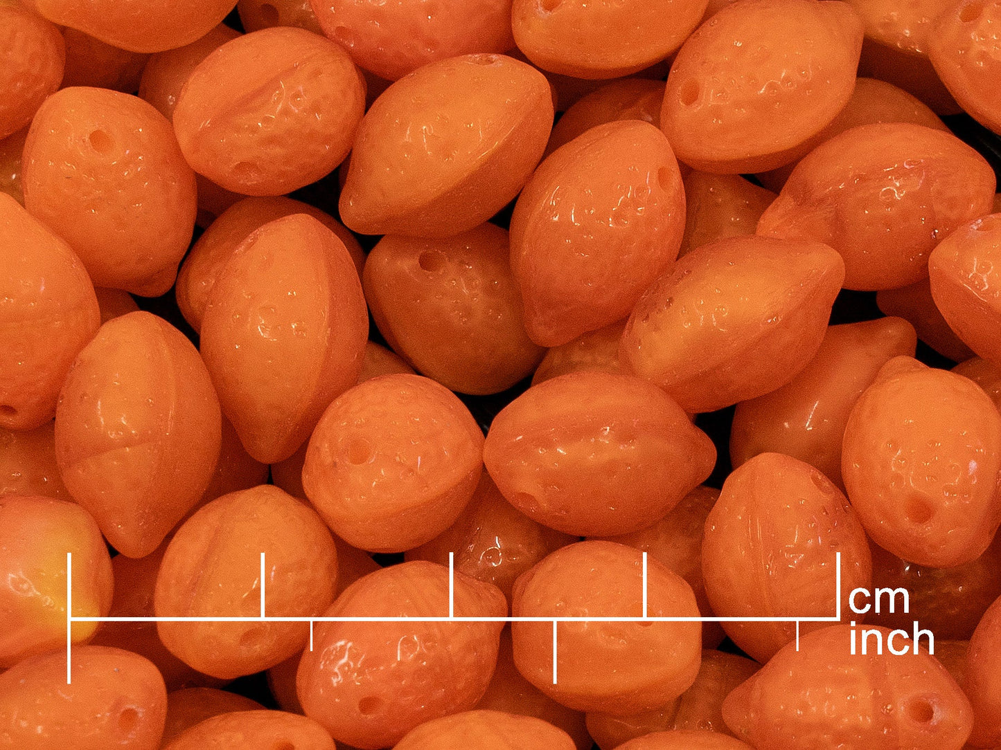 アウトレット 10グラム レモンビーズ、14 x 10 mm、シルキーオレンジ(97012)、ガラス、チェコ共和国