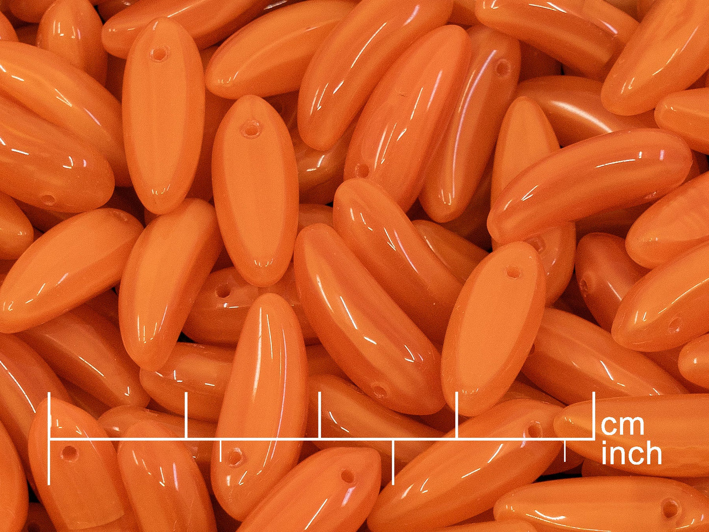 OUTLET 10 grams Banana Beads, Orange (97012), Glass, Czech Republic