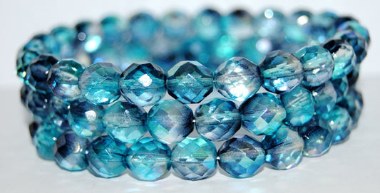 OUTLET 10 grams Pressed Beads, 8 x 8 mm, Crystal Glossy Turquoise Blue (00030-48103), Glass, Czech Republic