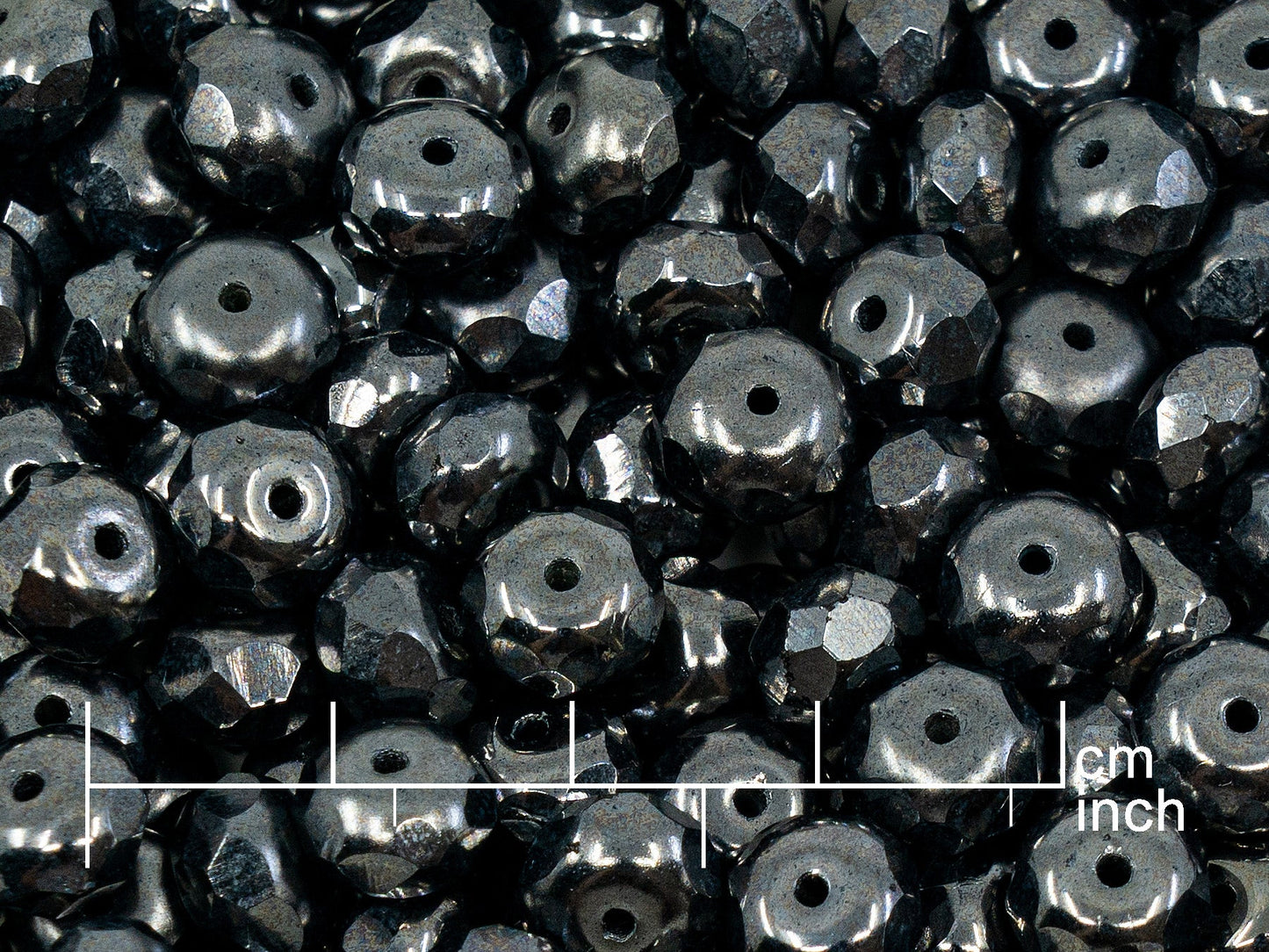 OUTLET 10 grams Faceted Rondelle Fire Polished Beads, 9 x 9 mm, Black Hematite (23980-14400), Glass, Czech Republic