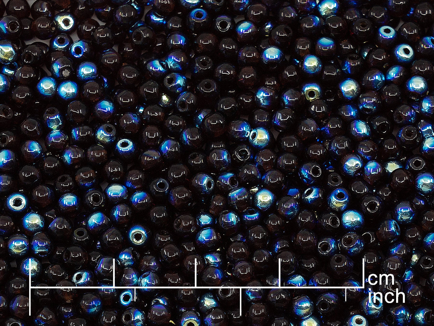 OUTLET 250g Round Druck Beads, 3 mm, Transparent Red Ab (111-19001-03x03-90100-28701)