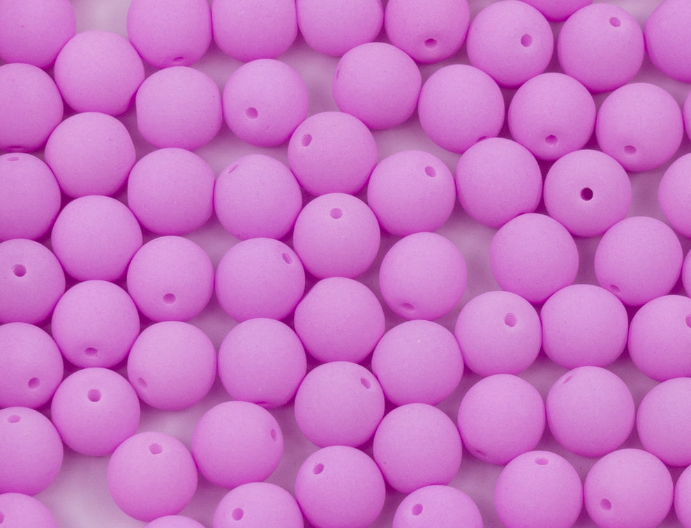 OUTLET 10 grams Round Druck Beads, 6 x 6 mm, Bondeli Pastel Neon Pink (92925), Glass, Czech Republic