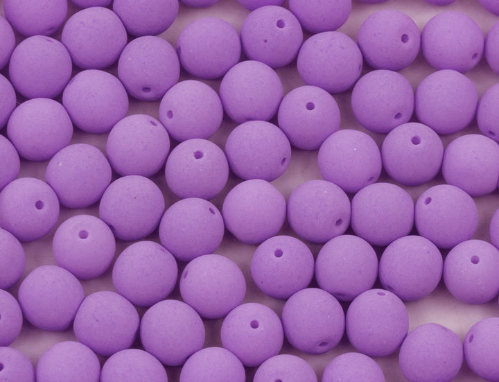 OUTLET 10 grams Round Druck Beads, 6 x 6 mm, Bondeli Pastel Neon Purple (92945), Glass, Czech Republic