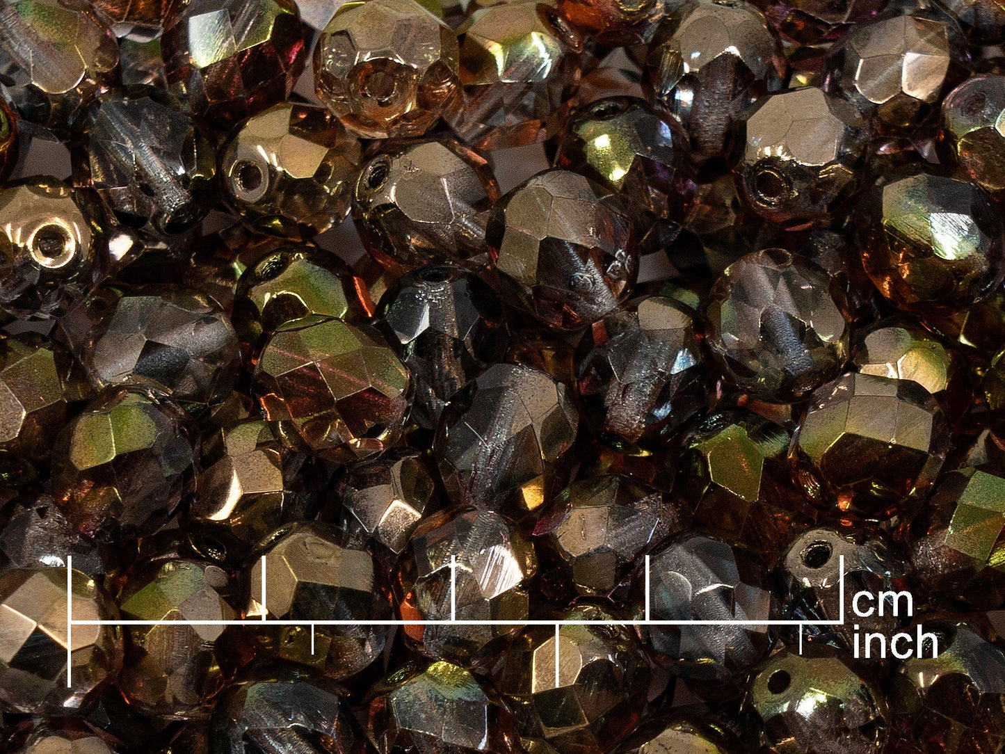 OUTLET 10 grams Faceted Round Fire Polished Beads, 8 x 8 mm, Crystal Luster Red Half Coated (00030-14295), Glass, Czech Republic