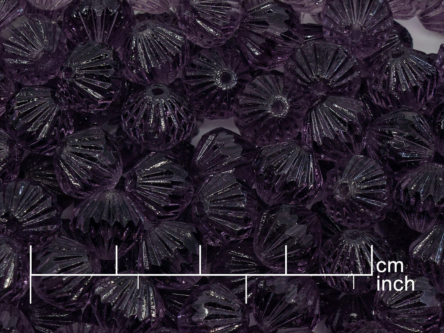 OUTLET 10 grams Faceted Fire Polished Lanthern Cathedral Beads, 9 x 9 mm, Transparent Purple (20510), Glass, Czech Republic