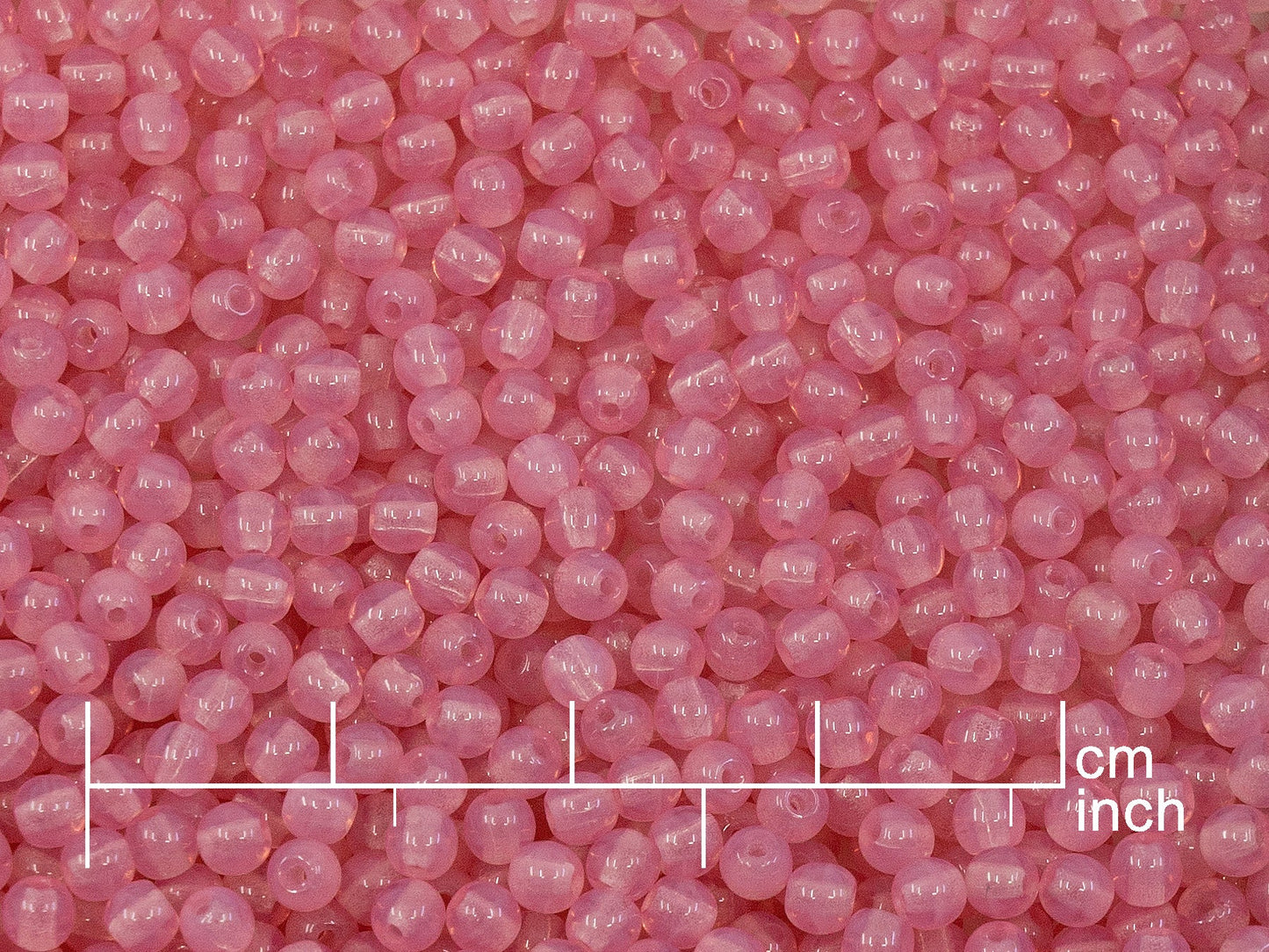 OUTLET 10 grams Round Druck Beads, 3 x 3 mm, Opal Pink (71010), Glass, Czech Republic