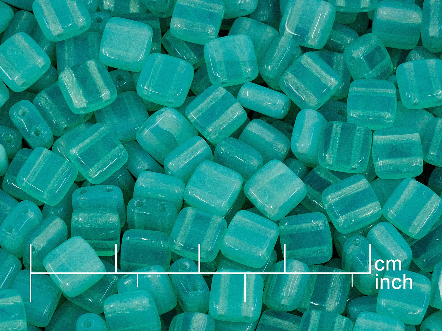 OUTLET 10 grams 2-Holes Pressed Tile Beads, Opal Aqua (61100), Glass, Czech Republic
