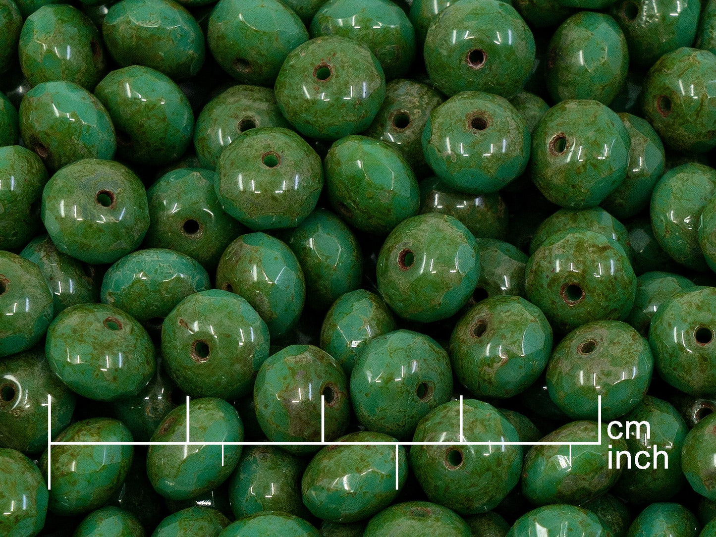 OUTLET 10 grams Faceted Rondelle Fire Polished Beads, Turquoise Vega Ii (63130-15780), Glass, Czech Republic