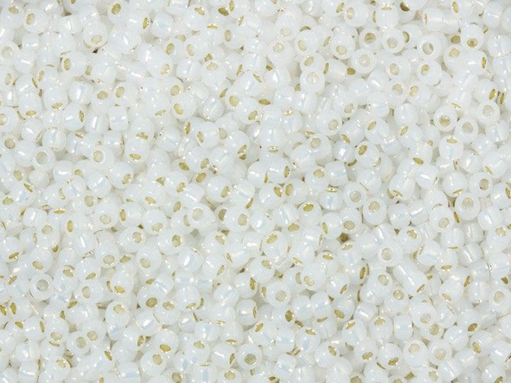 TOHO Round Seed Beads Rocailles, Silver Lined Milky White (# 2100), Glass, Japan