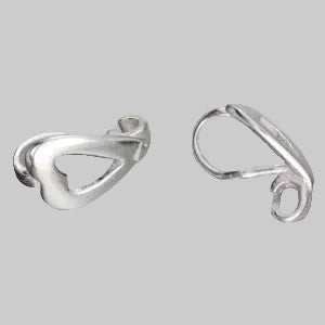 Pendant Pinch Bail with Loop, approx. 9x6 mm, Sterling Silver 925