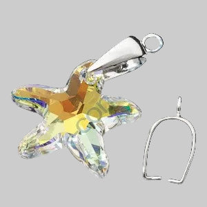 Pendant Pinch Bail with Loop, approx. 15x4.7 mm, Sterling Silver 925