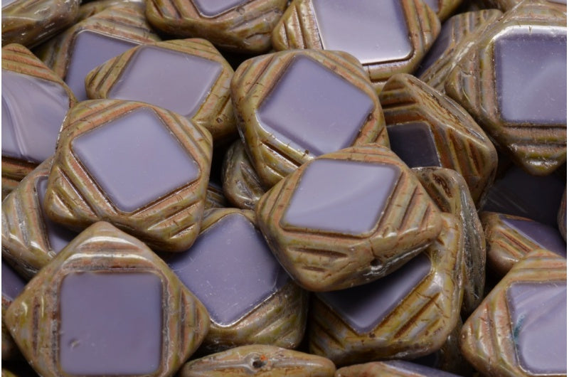 Table Cut Window Designed Beads, 24020 Travertin (24020-86800), Glass, Czech Republic