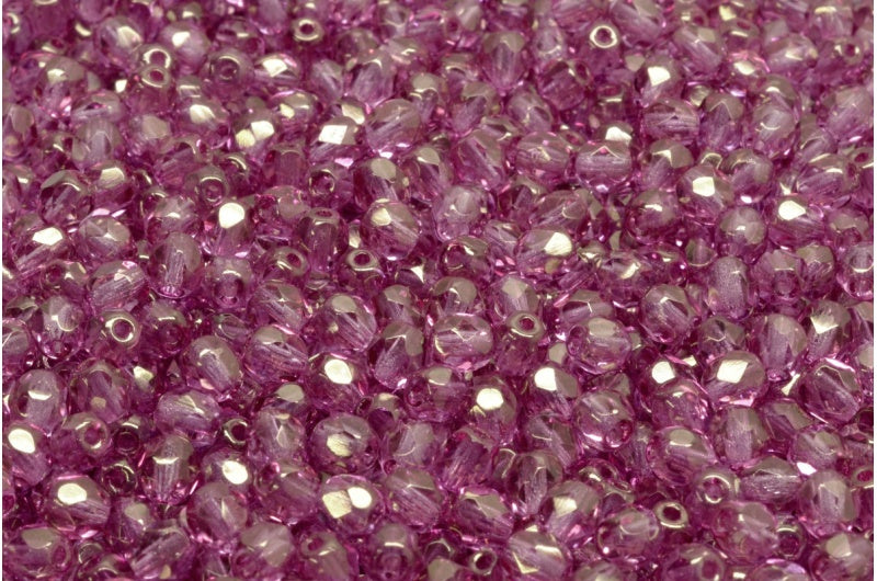 OUTLET 10 grams Faceted Round Fire Polished Beads, 4 x 4 mm, Crystal Luster Lila (00030-14494), Glass, Czech Republic