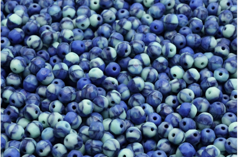 ファセットラウンドファイアポリッシュビーズ、57334マット(57334-84100)、ガラス、チェコ共和国