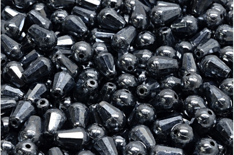 刻面火抛光泪珠珠,黑色赤铁矿(23980-14400),玻璃,捷克共和国