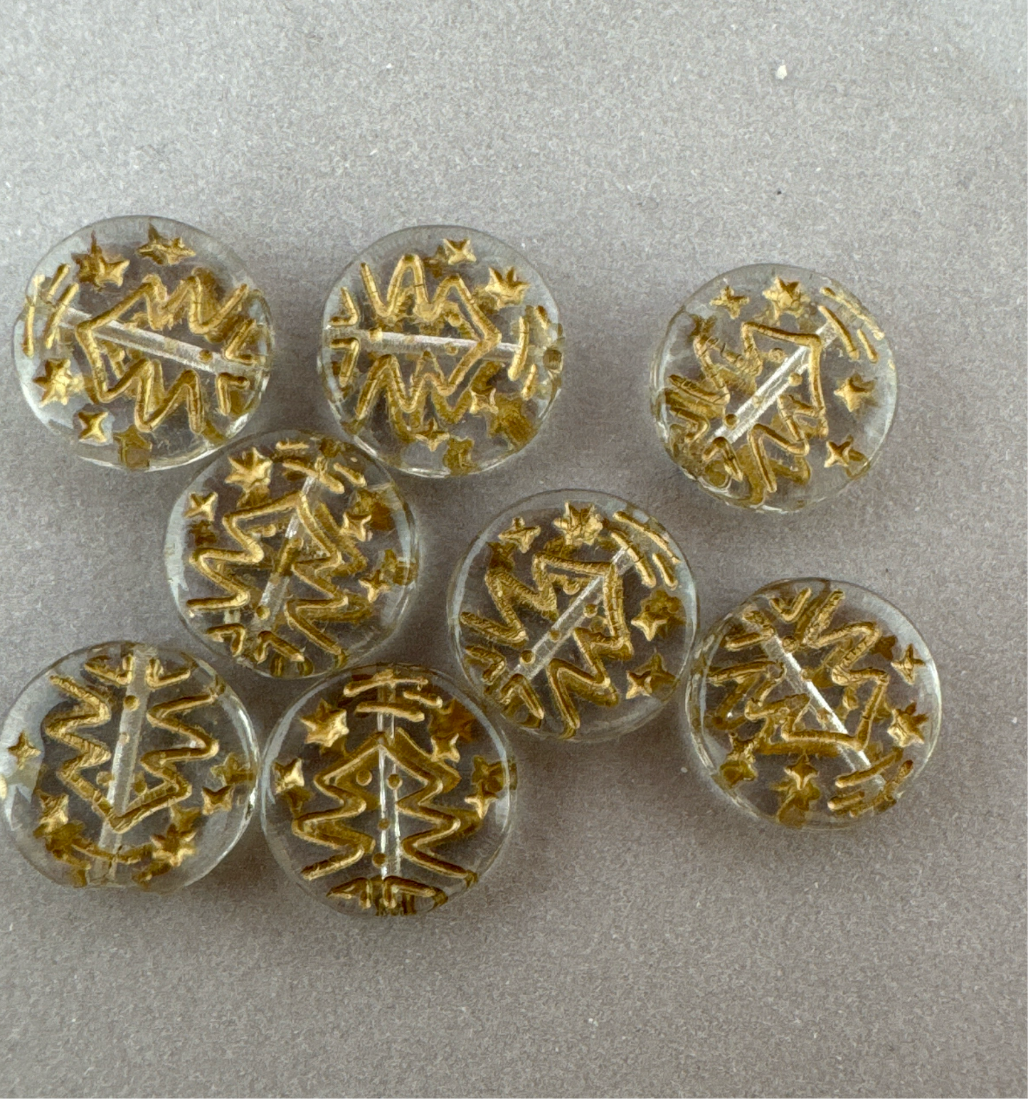 OUTLET 10 grams Pressed Beads, Crystal Gold Lined (00030-54201), Glass, Czech Republic