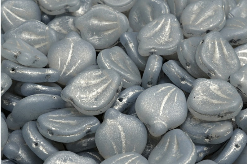 Peony Petal Beads, Opal White Matte Silver Lined (01000-84100-54301), Glass, Czech Republic