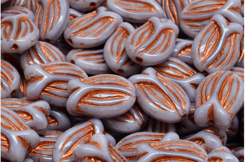 Mini Tulip Beads, Opaque Amethyst Copper Lined (24000-54319), Glass, Czech Republic