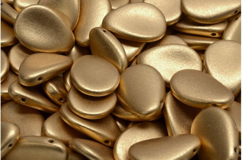 アネモネの花びらビーズ、クリスタルアステカペールゴールド(00030-01710)、ガラス、チェコ共和国