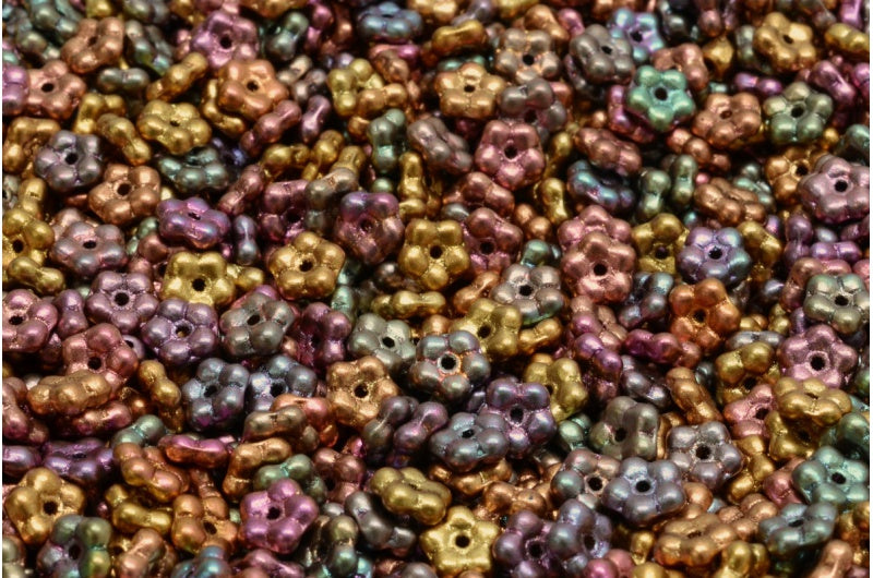 忘れな草ビーズ、クリスタルバイオレットレインボーメタリックアイリス(00030-01640)、ガラス、チェコ共和国