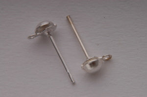 スタッドピアスパーツ 半丸 4mm カン付 約14mm