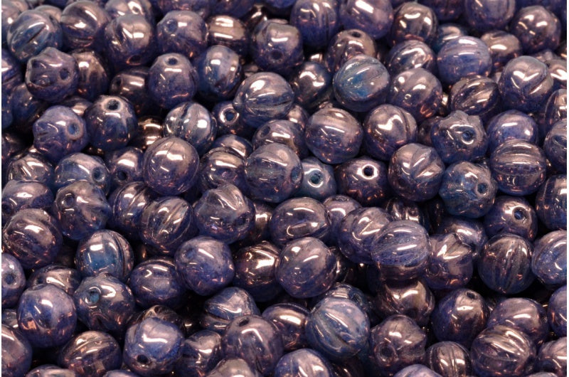 メロンビーズ、R0613 パープル (R0613-15726)、ガラス、チェコ共和国