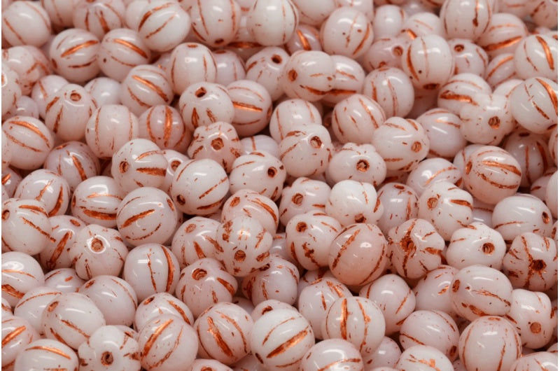 メロンビーズ、R2742 銅線入り(R2742-54319)、ガラス、チェコ共和国