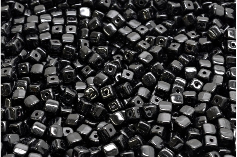 OUTLET 10 grams Cube Beads, Black (23980), Glass, Czech Republic