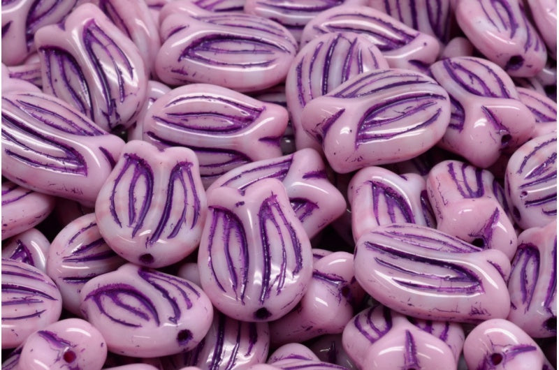 迷你郁金香珠子,粉色 54326 (07724-54326),玻璃,捷克共和国