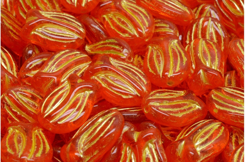 郁金香珠,透明橙色 54320 (90030-54320),玻璃,捷克共和国