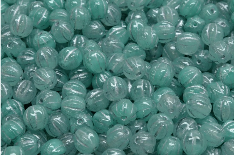 メロンビーズ、R0613 シルバーライン(R0613-54301)、ガラス、チェコ共和国