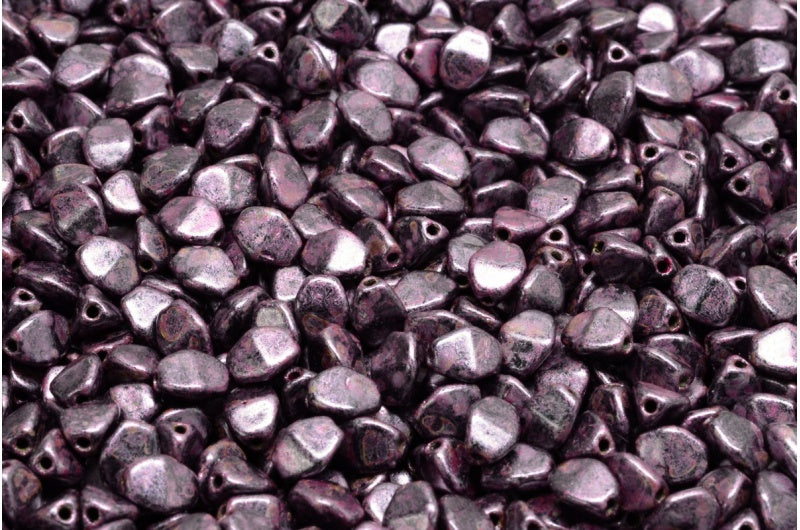 ピンチビーズ、ブラックローズラスタースポット(23980-65327)、ガラス、チェコ共和国