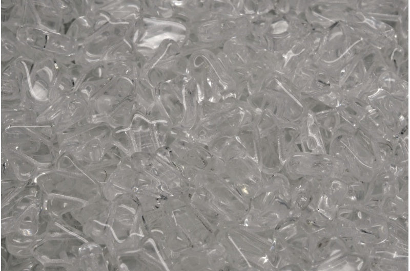 2穴フラットチューリップベルビーズ、クリスタル(00030)、ガラス、チェコ共和国