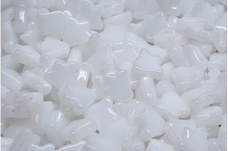 2穴フラットチューリップベルビーズ、ホワイト(02010)、ガラス、チェコ共和国