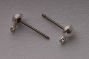 Earring Post Titanium With Half Ball And Loop (4 mm)