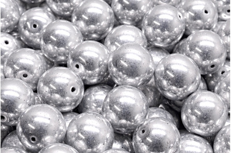 ラウンドドラックビーズ、クリスタルシルバー(00030-27000)、ガラス、チェコ共和国