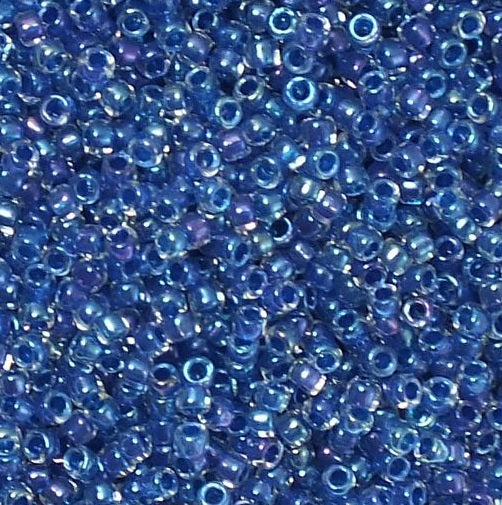 TOHO ラウンドシードビーズ ロカイユ 内側カラーラスタークリスタル カリビアンブルーライン入り (#189) ガラス製 日本製