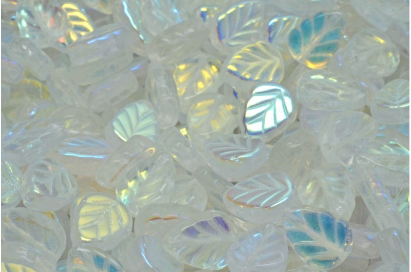 Mint Leaf Beads, Crystal Ab (00030-28701), Glass, Czech Republic