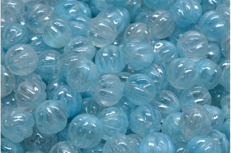 メロンビーズ、ブルーヘマタイト(R0641-14400)、ガラス、チェコ共和国