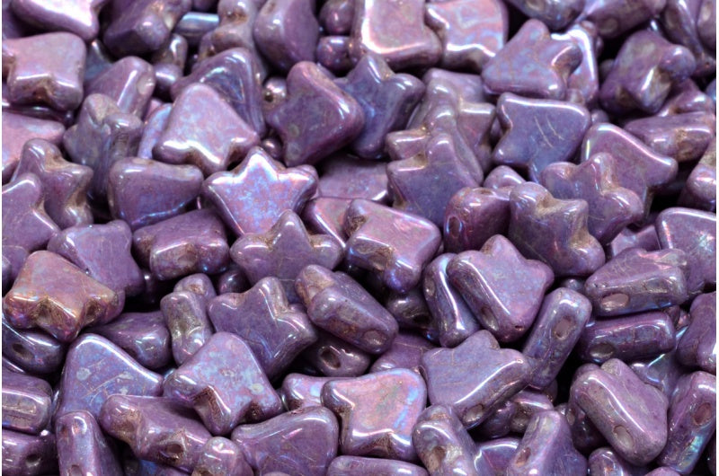 2 孔扁平郁金香钟珠,白色星云 (02010-15001),玻璃,捷克共和国