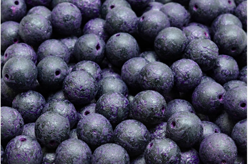 OUTLET 10 克圆形 Druck 珠子,8 x 8 毫米,黑色蚀刻 54326 (23980-ETCH-54326),玻璃,捷克共和国