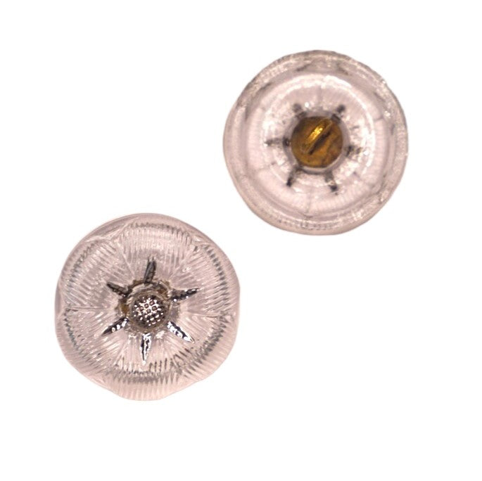 1個 手描きガラスボタン(飾り付き)、サイズ8(18 mm)、ガラス、チェコ共和国