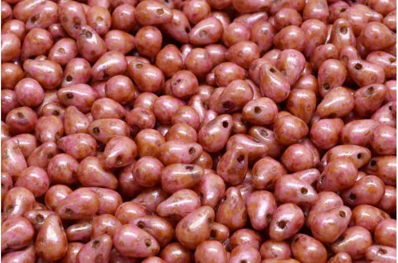 ドロップビーズ、ホワイトローズラスタースポット(02010-65327)、ガラス、チェコ共和国