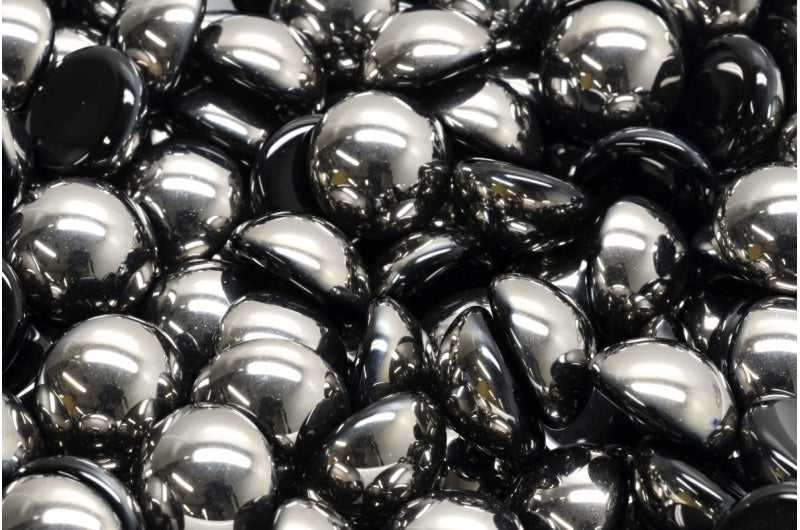 Cabochon Beads, Black Chrom (23980-27401), Glass, Czech Republic
