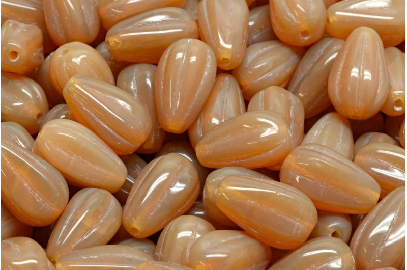 Drop Melon Beads, Opal Beige (11300), Glass, Czech Republic