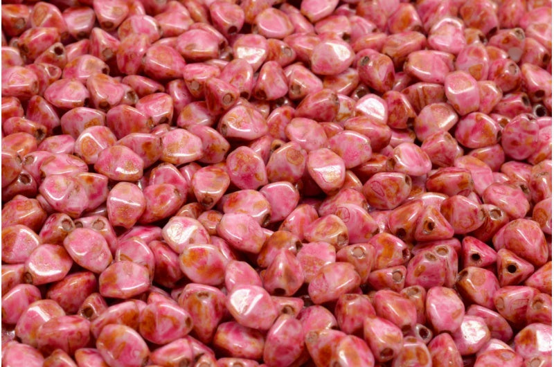 Pinch Beads, White Rose Luster Spotted (02010-65327), Glass, Czech Republic