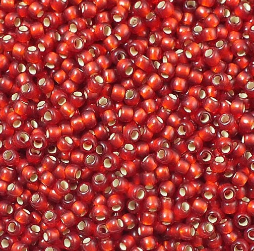 TOHO ラウンドシードビーズ ロカイユ シルバーライン フロステッドルビー (# 25Cf) ガラス製 日本製
