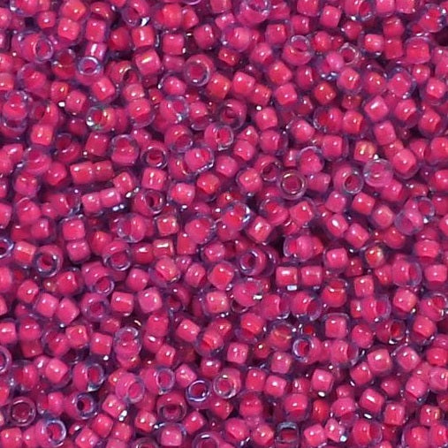 TOHO 圆形种子珠 Rocailles,夜光浅蓝宝石霓虹粉色内衬 (# 980),玻璃,日本